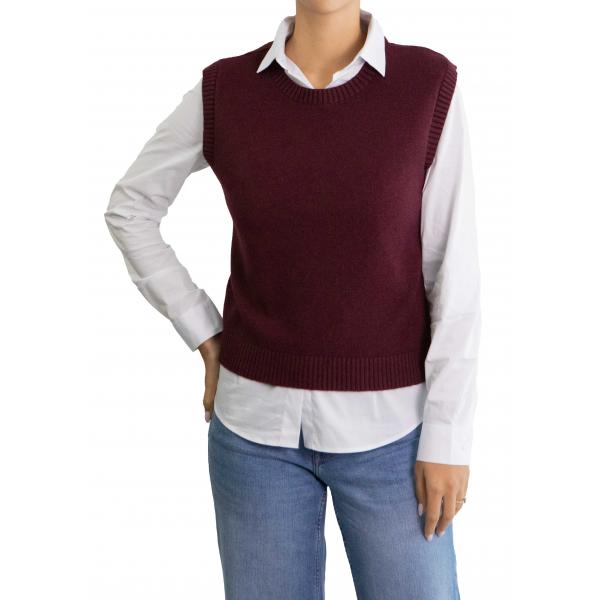 Gilet tinta unita girocollo 